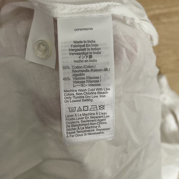 NWT Madewell Shirred Crewneck Button Up Top Blouse White Size Large NU464 - Picture 4 of 10